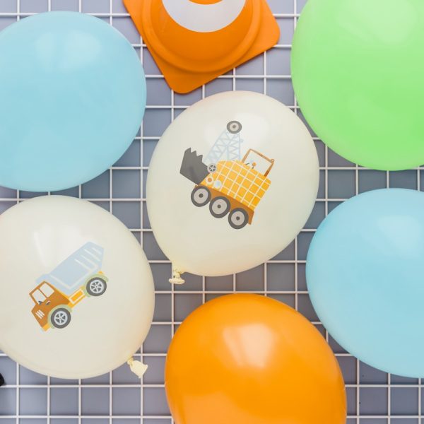 Balony urodzinowe dla chłopca. Balony z motywem pojazdów budowlanych.