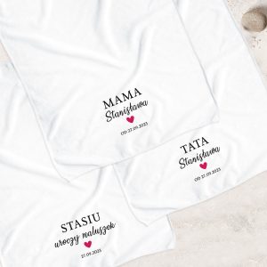 Personalizowane ręczniki z imieniem dziecka - prezent rodzinny z okazji narodzin