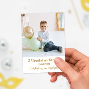 personalizowany magnes zdjecie dziecka podziekowanie dla gosci na urodziny