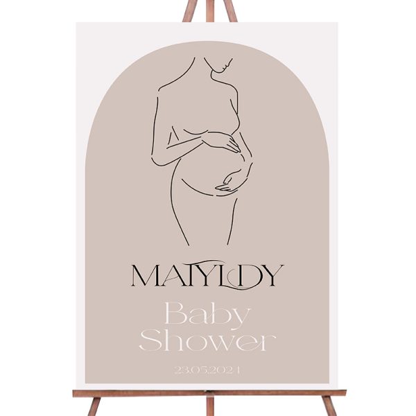 Personalizowany plakat na baby shower. Motyw kobiety w ciąży.