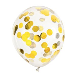 Balony ze złotym konfetti, przezroczyste balony dekoracyjne w zestawie 30 sztuk, dekoracje sali na przyjęcia