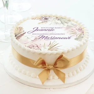Opłatek dekoracyjny na tort, opłatek z imionami dziadków na dzień Babci i Dziadka, personalizowana dekroacja tortu
