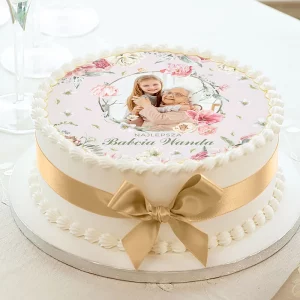 Personalizowany opłatek ze zdjęciem, opłatek dekoracyjny na tort ze zdjęciem babci personalizacją imienia