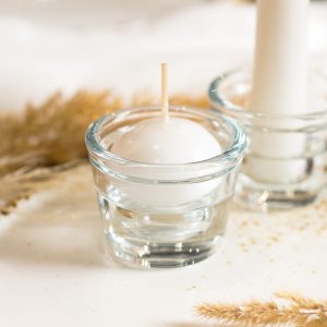Przezroczysty, szklany świecznik na stół na świeczki długie lub tealightów