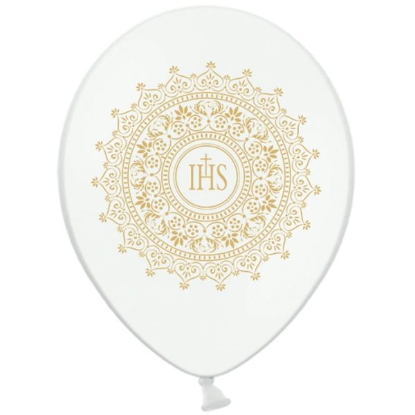Lateksowy balon z motywem złotej hostii, balony dekoracyjne na Komunię Świętą