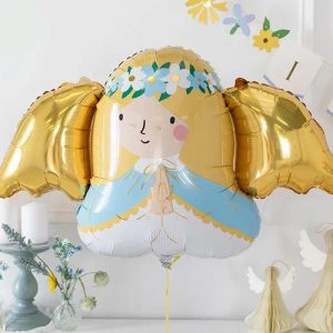 Nowoczesny balon foliowy w kształcie Aniołka na Komunię Świętą. Balon na Komunię Świętą