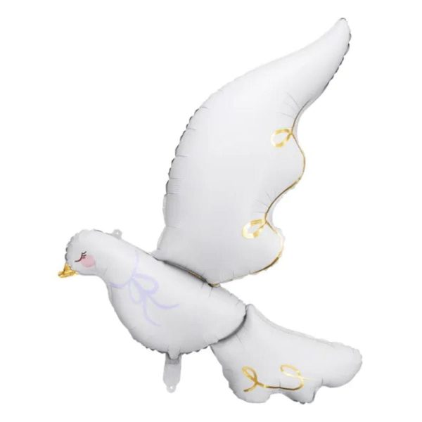 Biały balon w kształcie gołębia na Komunię Świętą