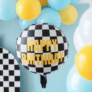 Foliowy balon dekoracyjny na urodzinki w motywie wyśicgów samochodowych