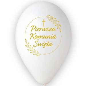 Lateksowy balon dekoracyjny na Komunię Świętą.
