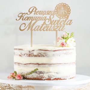Toper dekoracyjny z personalizacją imienia na tort komunijny
