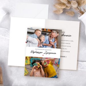 Składana kartka ze zdjęciem i personalizają dla Dziadków