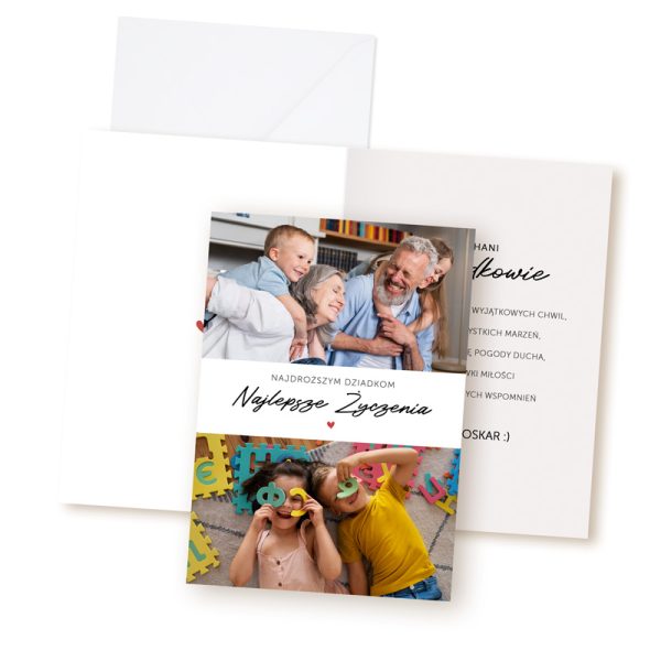 Personalizacja fotokartka ze zdjęciem dziadków oraz podpisem od wnucząt. prezent dla dziadków