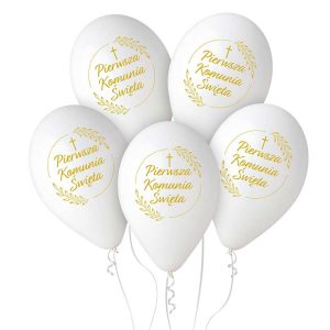 Zestaw 5 sztuk balonów lateksowych, dekoracyjne balony sali na Komunię Świętą