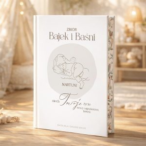 Szykowna książka z jelonkiem na okładce, zawierająca zbiór bajek i baśni, z tytułem "Martuni" w eleganckim stylu.