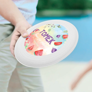 Frisbee dla dzieci z personalizowaną etykietą.