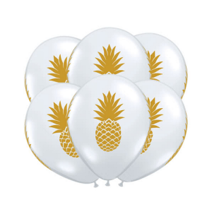 Balony z nadrukiem złotego ananasa. Dekoracja na urodziny chłopca, dziewczynki lub na Baby shower.