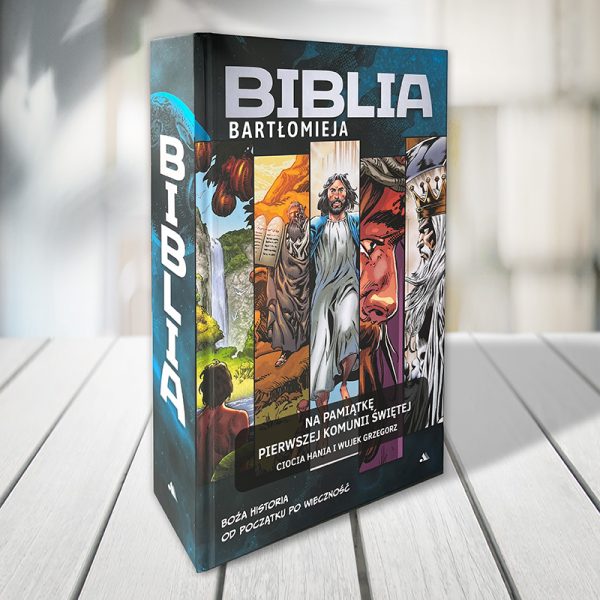 Komiksowa Biblia z personalizacją na Komunię Świętą