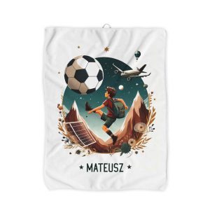 Ręcznik dla piłkarza, miękki ręcznik z uchwytem i imieniem, prezent dla fana piłki nożnej