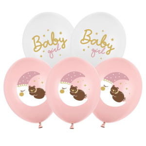 Różowe balony lateksowe na Baby Showe dziewczynki. Balony dekoracyjne na Baby Shower dziewczynki, zestaw 6 sztuk