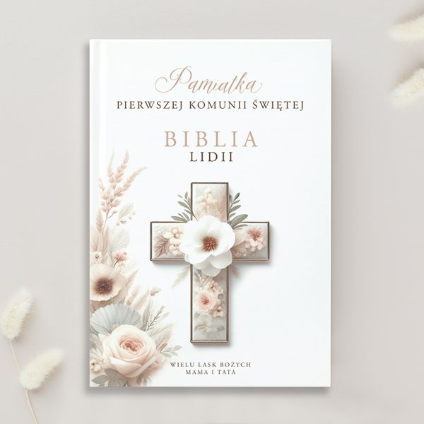 Biblia na Pierwszą Komunię personalizowana. Prezent religijny na Pierwszą Komunię.