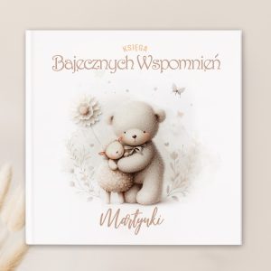Księga wspomnień dla dziecka. Album z misiem dla dziecka z imieniem.