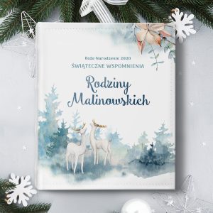 Album na wspomnienia świąteczne z nazwiskiem rodziny, idealny na zdjęcia z Bożego Narodzenia.