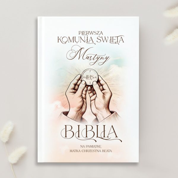 Biblia z personalizacją imienia dziecka na pamiątkę Pierwszej Komunii Świętej. Biblia ilustrowana dla dziecka.