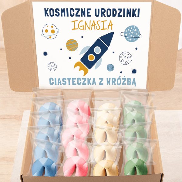 ZESTAW Ciasteczka z Wróżbą Na Dziecięce Urodzinki Kosmos 20 szt.