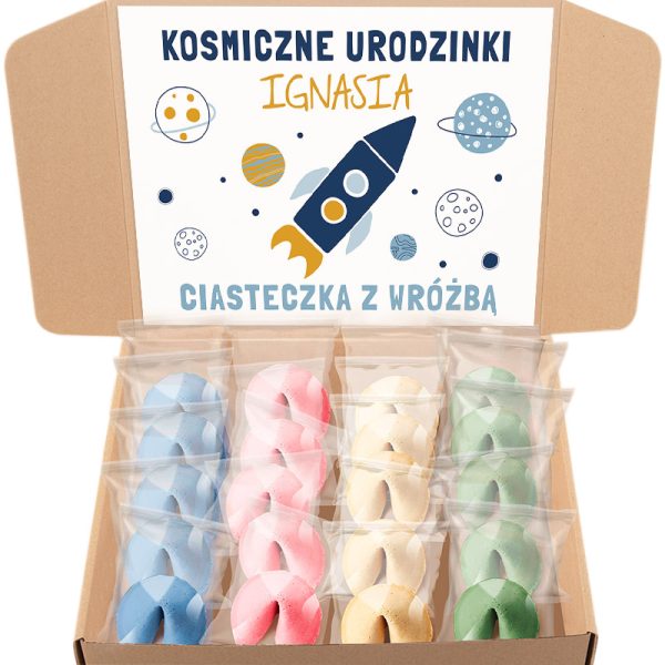 ZESTAW Ciasteczka z Wróżbą Na Dziecięce Urodzinki Kosmos 20 szt.