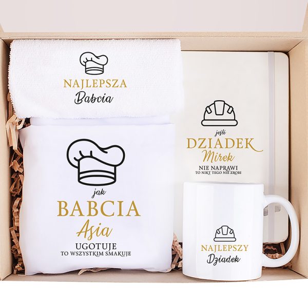 Zestaw dla dziadków. Wspólny prezent z okazji Dnia Babci i Dziadka. Personalizowany zestaw dla dziadków.