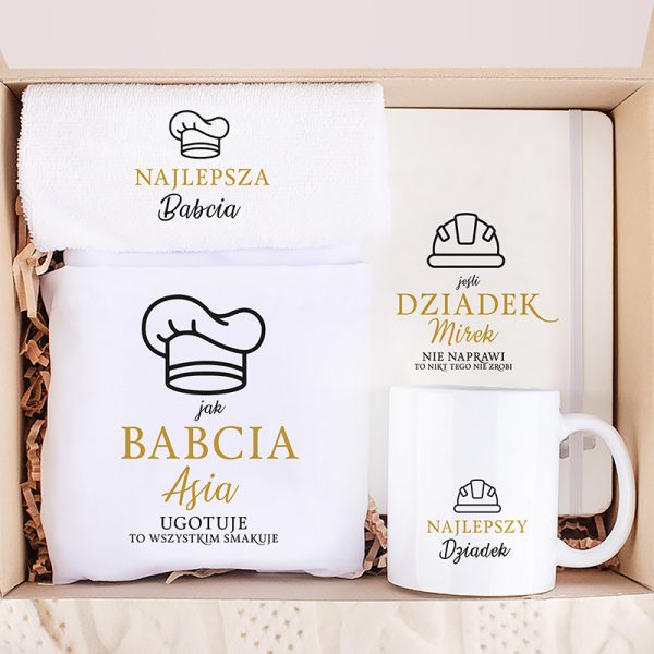 Zestaw dla dziadków. Wspólny prezent z okazji Dnia Babci i Dziadka. Personalizowany zestaw dla dziadków.