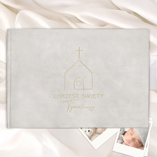 Album welurowy na Chrzest dziecka z imieniem