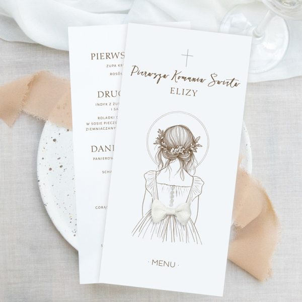 MENU Personalizowana Karta Dań Pierwsza Komunia Święta