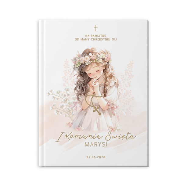 elegancka biblia pamiatka komunia swieta dziewczynki 2025