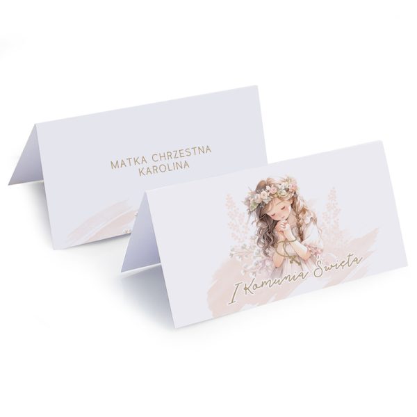 elegancka winietka personalizowana komunia swieta dziewczynki 2025