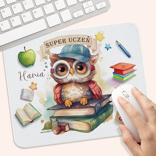 Podkładka pod myszkę z imieniem dziecka i motywem szkolnym