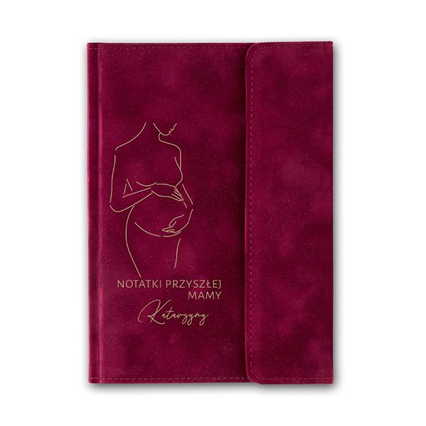 Elegancki NOTES Welurowy Prezent Dla Przyszłej Mamy - obrazek 4