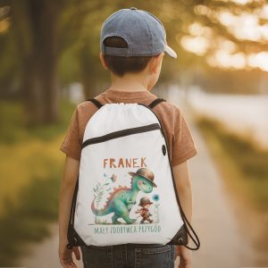 Kolorowy worek sportowy z nadrukiem i imieniem dziecka.