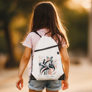 Plecak worek z nadrukiem i personalizacją w postaci imienia dziecka.