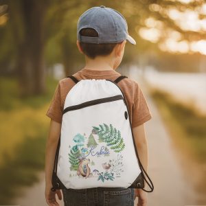 Worek na WF z indywidualną personalizacją i efektownym roślinnym wzorem.