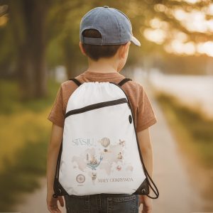 Sportowy plecak worek na trening z imieniem i delikatnym nadrukiem.