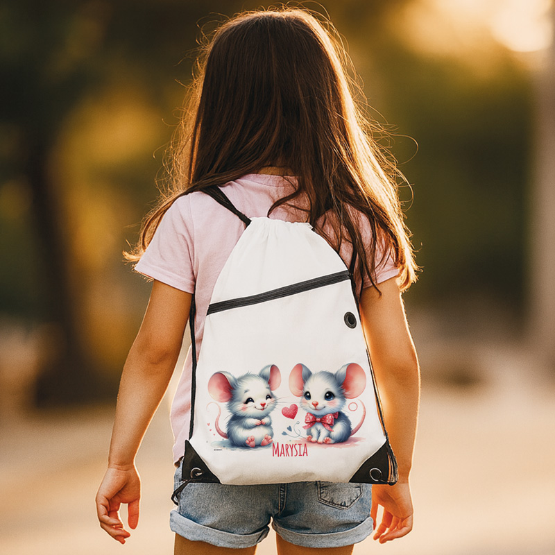 Worek na sznurkach dla dziewczynki do szkoły.