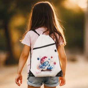 Worek plecak ze sznurkami dla dziewczynki z motywem smerfetki i imieniem.