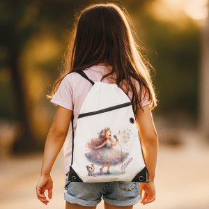 Worek ze sznurkami z motywem wokalistki dla dziewczynki.