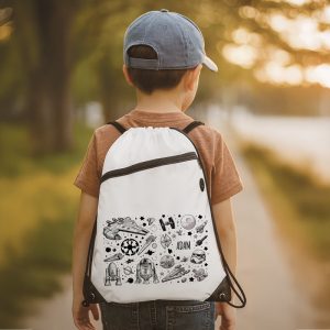 worek-starwars Worek dla chłopca z gwiezdnym motywem i personalizacją w postaci imienia.