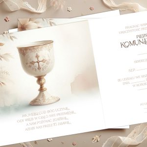zaproszenia-na-komunie-kielich.jpg Elegancka karta komunijna z grafiką kielicha, otoczona delikatnymi dekoracjami i złotymi akcentami.
