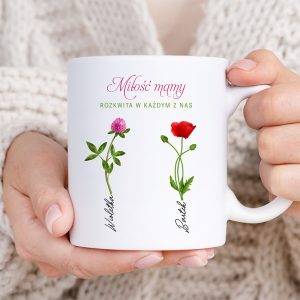 Personalizowany kubek dla mamy z imionami dzieci.