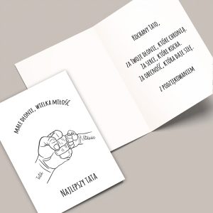 kartka-dla-taty-z-koperta-i-gotowymi-zyczeniami.jpg Kartka z rysunkiem zaciskających się dłoni. Tekst wewnątrz.