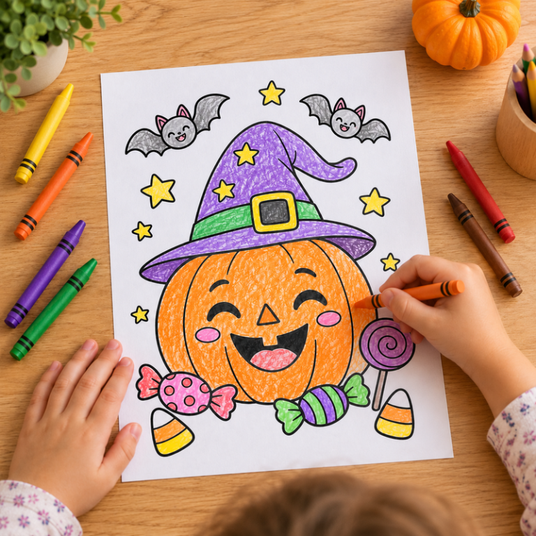 Zabawy na Halloween dla dzieci w domu + darmowe kolorowanki do druku